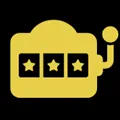 Golden slot machine icon with three star symbols displayed on the reels against a black background.